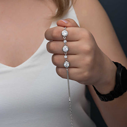 Round Stone Women's Silver Bracelet