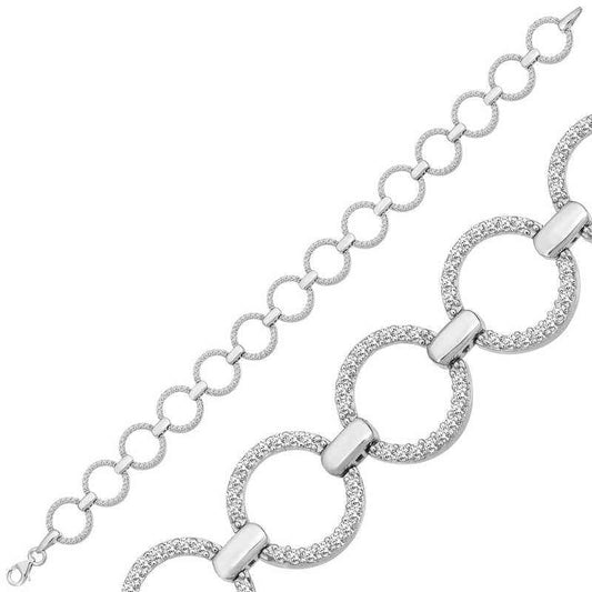 Round Stone Women's Silver Bracelet