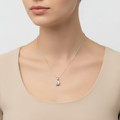 Runde Zirkon Stein Damen Silber Halskette