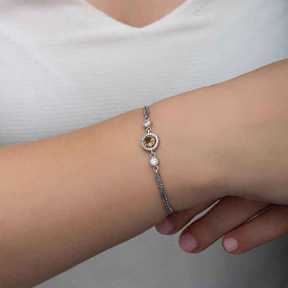 Round Zultanite Stone Women's Silver Bracelet