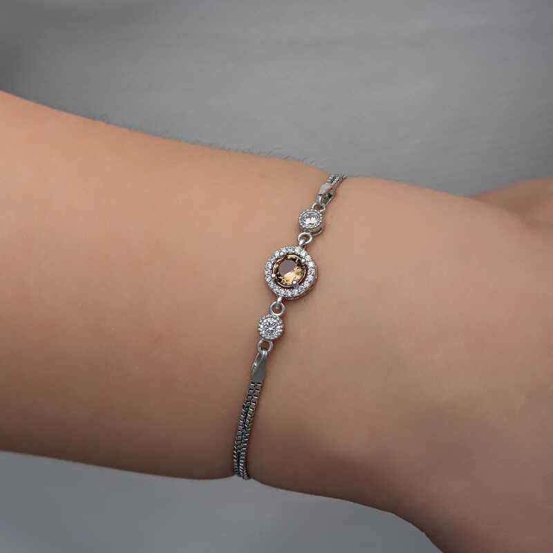 Round Zultanite Stone Women's Silver Bracelet