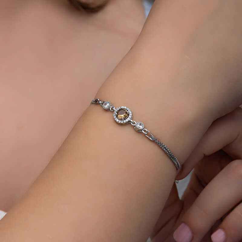 Round Zultanite Stone Women's Silver Bracelet