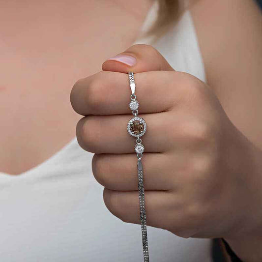Round Zultanite Stone Women's Silver Bracelet