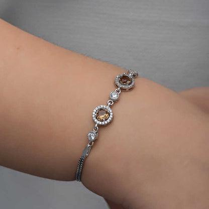 Round Zultanite Stone Women's Silver Bracelet