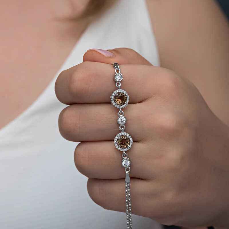 Round Zultanite Stone Women's Silver Bracelet