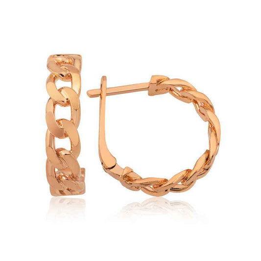 Chain Pattern Hoop Silver Earrings