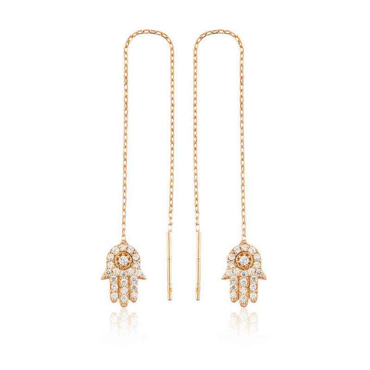 Fatma's Hand Chain Silver Earrings