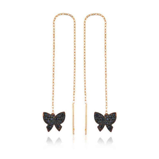 Butterfly Chain Silver Earrings