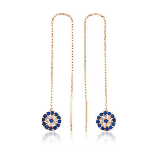 Nazar Chain Rose Plated Silver Earrings