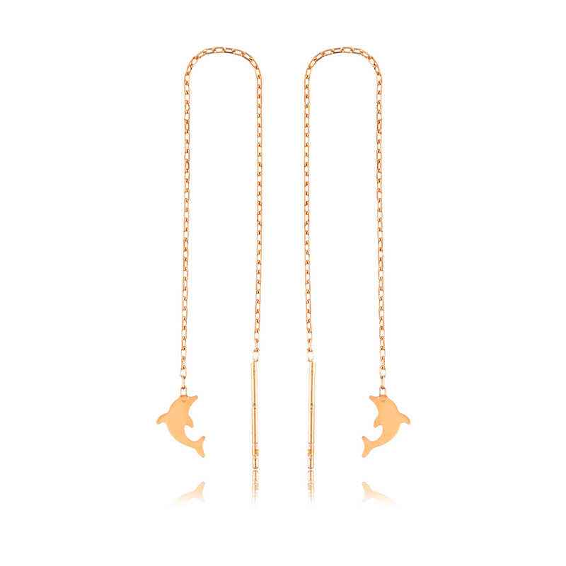 Dolphin Chain Silver Earrings