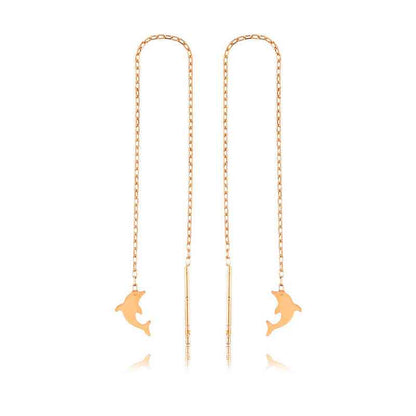 Dolphin Chain Silver Earrings