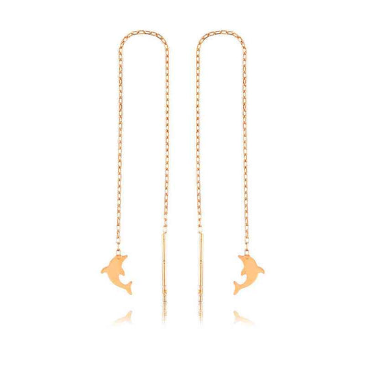 Dolphin Chain Silver Earrings