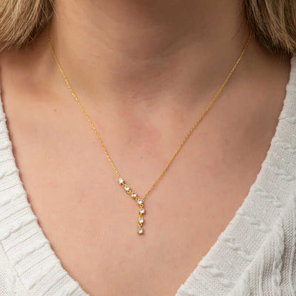 Gold Plated Zircon Row Stone Women's Silver Necklace