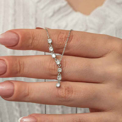 Zircon Row Stone Women's Silver Necklace