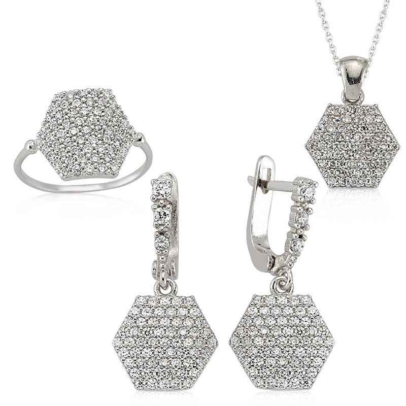 Hexagonal Women's Silver Set