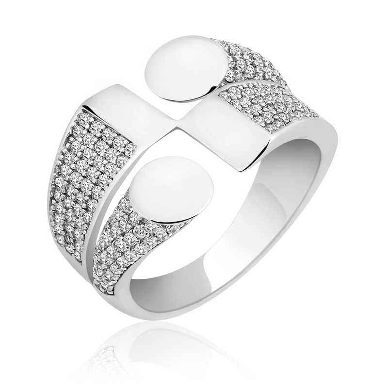 Zircon Stone Women's Silver Ring