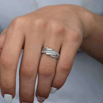 Zircon Stone Women's Silver Ring