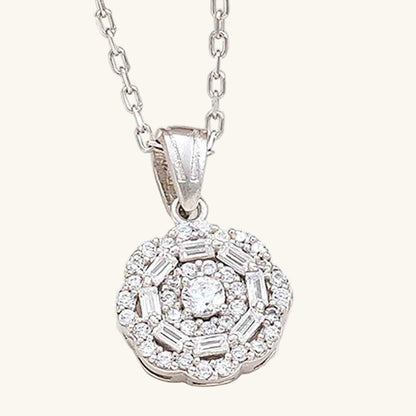 Zircon Stone Flower Women's Silver Necklace