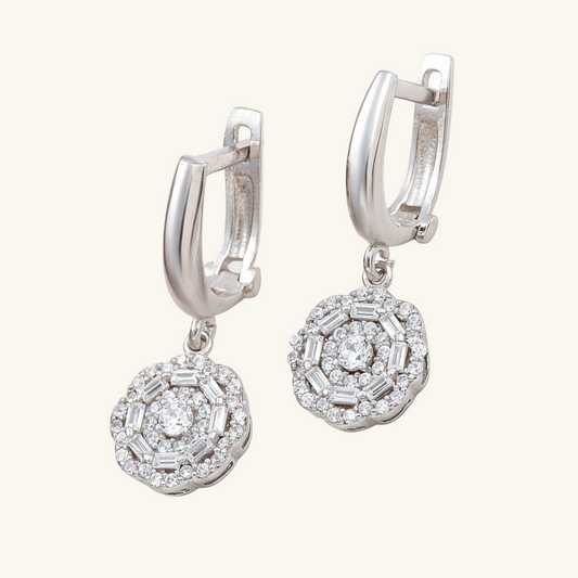 Zircon Flower Women's Silver Earrings