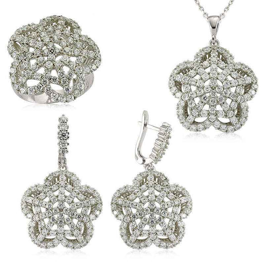 Flower Women's Silver Set