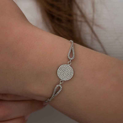 Zircon Stone Circle Silver Bracelet