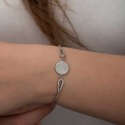 Zirkon Stein Kreis Silber Armband