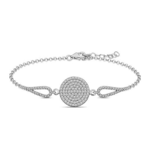 Zircon Stone Circle Silver Bracelet