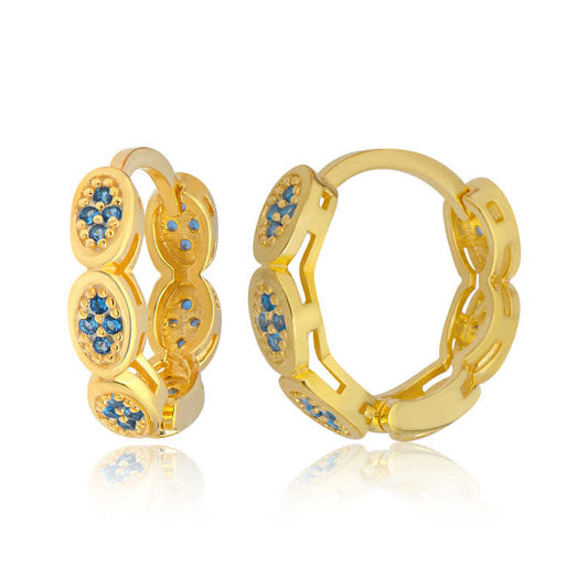 Boucles d'oreilles créoles en argent pour femme avec pierre de zircon