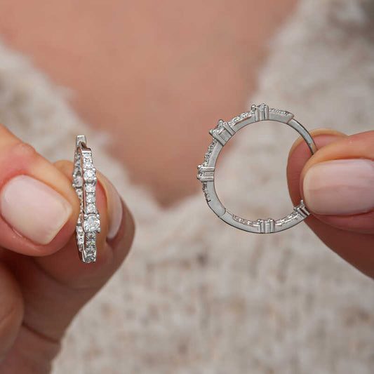 Zircon Stone Ring Women's Silver Earring