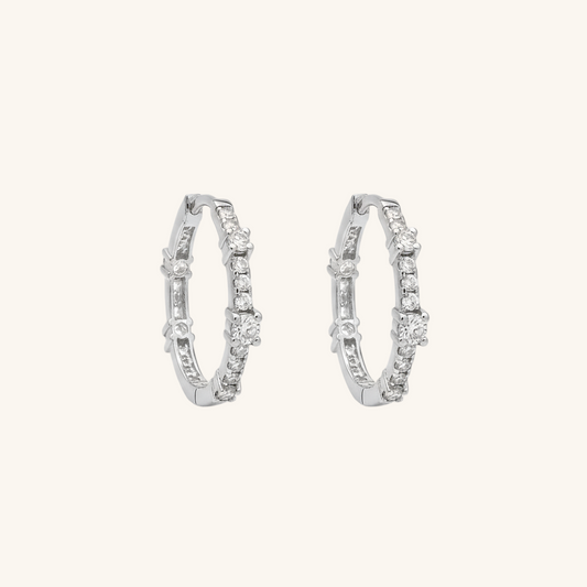 Zircon Stone Ring Women's Silver Earring