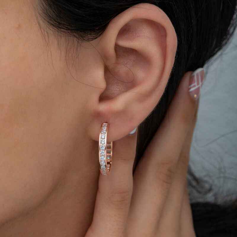 Zircon Stone Ring Women's Silver Earring
