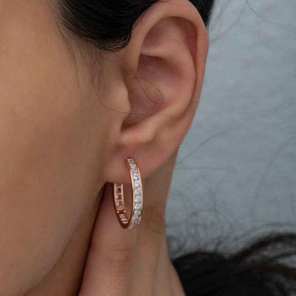 Zircon Stone Ring Women's Silver Earring