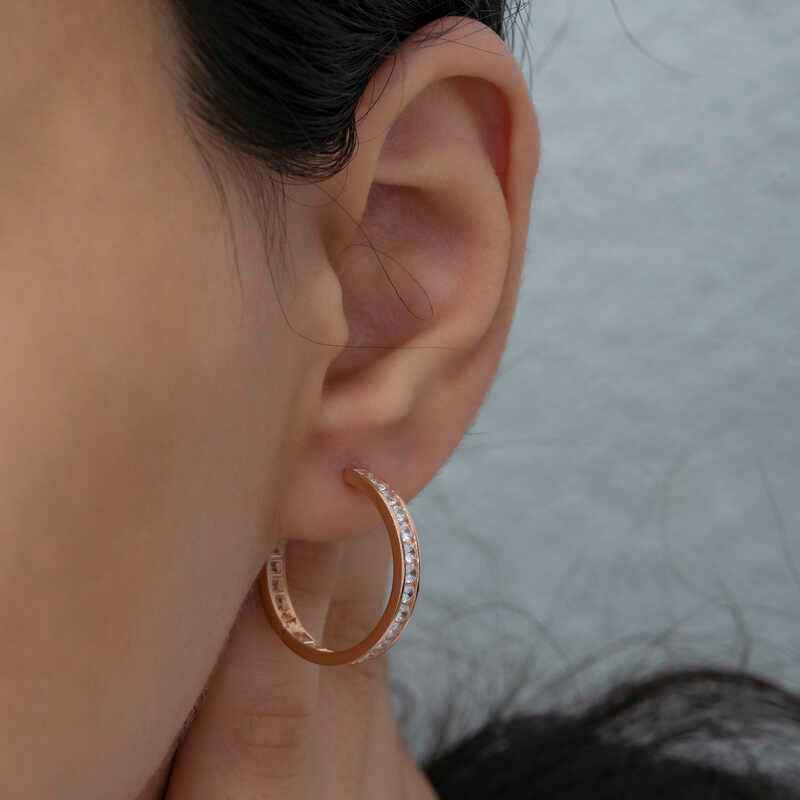 Zircon Stone Ring Women's Silver Earring