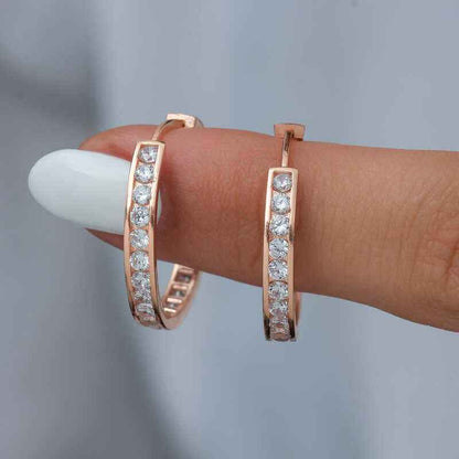 Zircon Stone Ring Women's Silver Earring