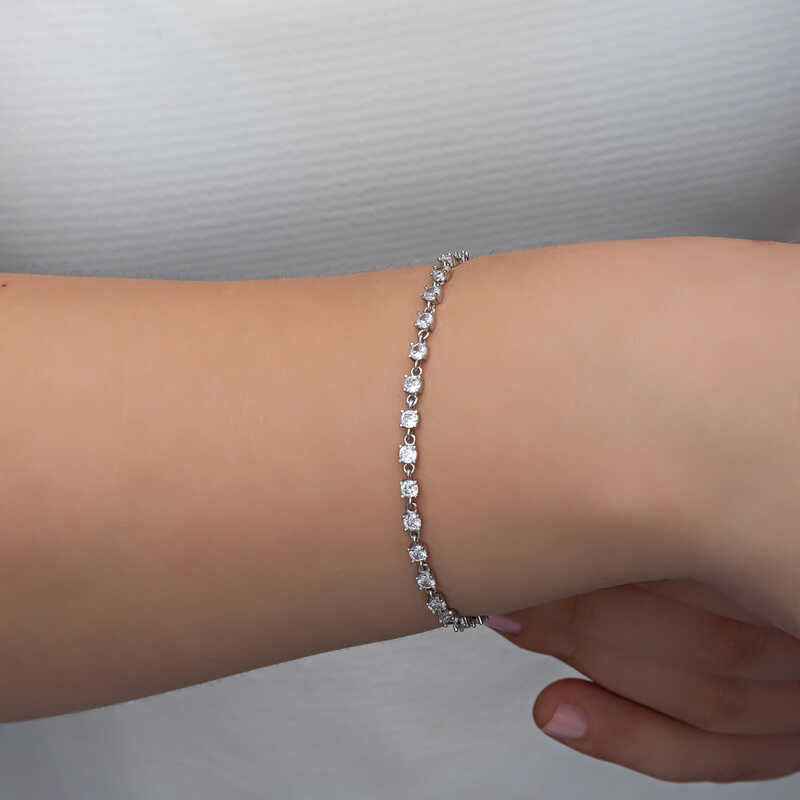 Zircon Stone Women's Silver Bracelet