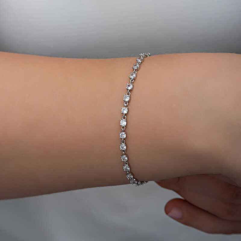 Zircon Stone Women's Silver Bracelet