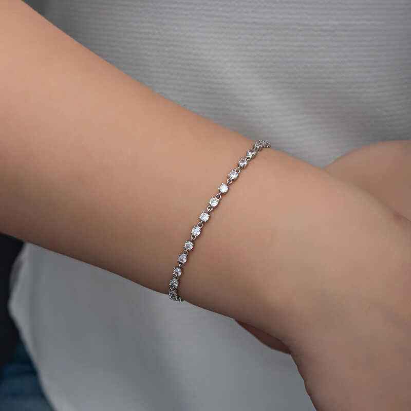 Zircon Stone Women's Silver Bracelet