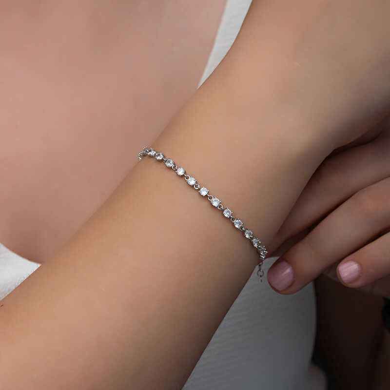 Zircon Stone Women's Silver Bracelet