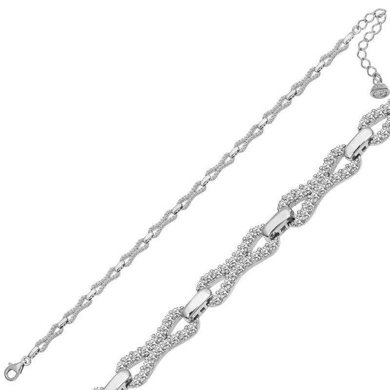 Zircon Stone Women's Silver Bracelet