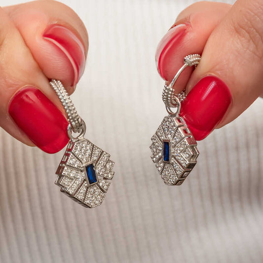 Zircon Stone Women's Silver Earrings