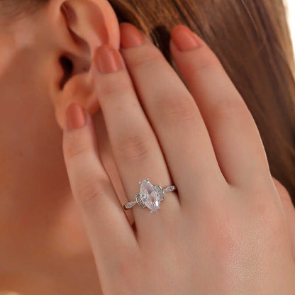 Bague en argent pour femme avec pierre de zircon blanc