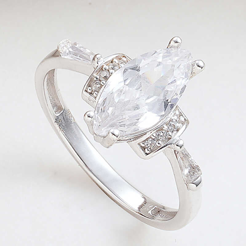 Bague en argent pour femme avec pierre de zircon blanc