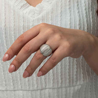 Zircon Stone Women's Silver Ring