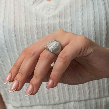 Zircon Stone Women's Silver Ring