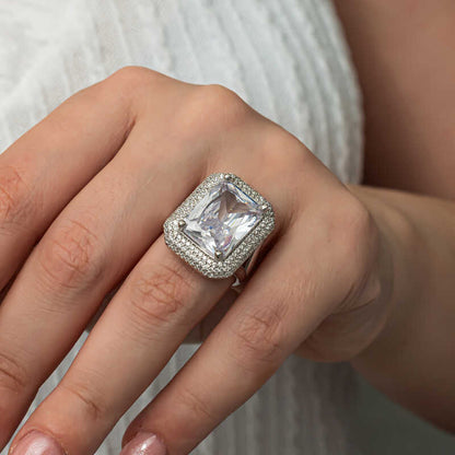 Bague en argent pour femme avec pierre de zircon