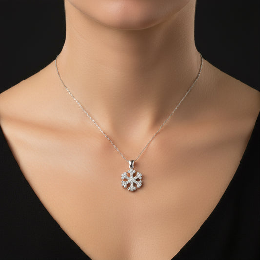 Schneeflocke Damen Silber Halskette