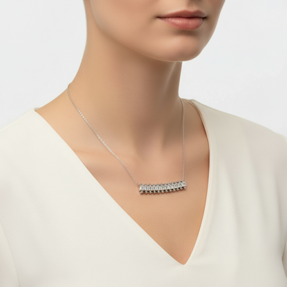 Zirkon Stein Square Bar Damen Silber Halskette