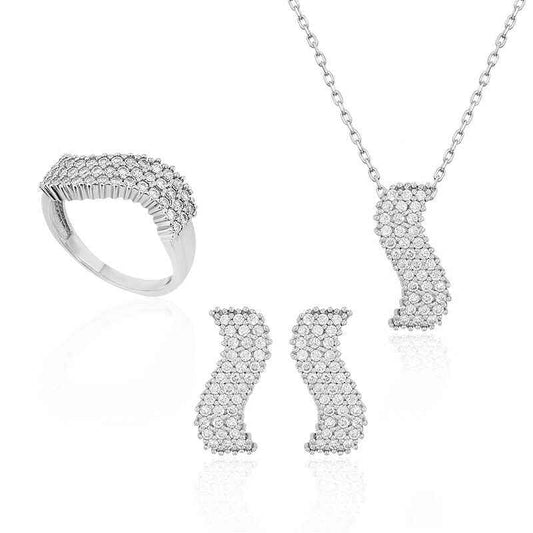 White Stone Waterway Women's Silver Set