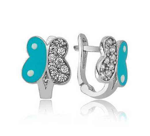 Blue Butterfly Children's Silver Earrings