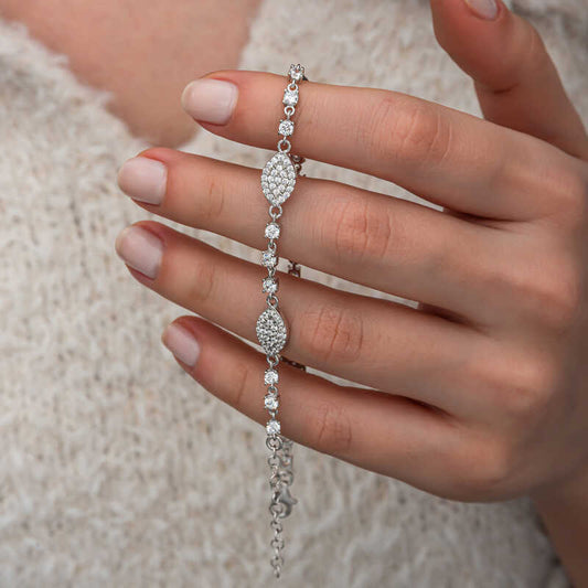 Zircon Stone Shuttle Women's Silver Bracelet